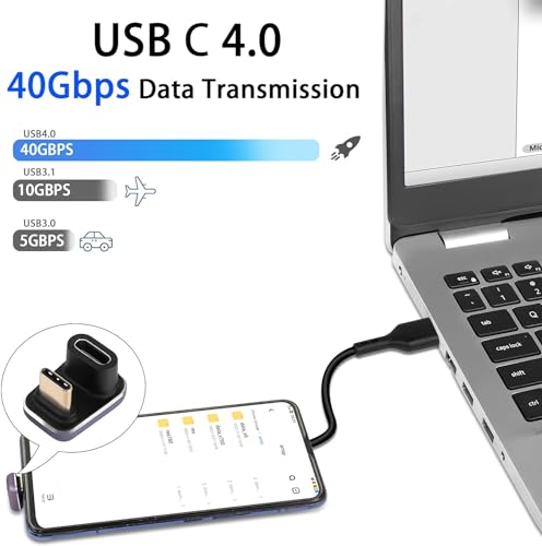Image of MICROWARE 240W 40Gbps USB C U Shaped Adapter USB4.0 Type C Male to Female 180 Degree Angle Connector, LED Indicator 8k@60HZ Audio and Video Transmission, for Smartphone Laptop Tablet