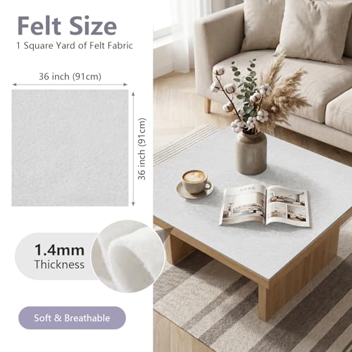 Image of Ice White Soft Felt Sheet 36'' X 36'', 1.4mm Felt Fabric Sheet for Crafts | Durable Nonwoven Craft Felt by The Yard for DIY Crafts Sewing, Art, Party & Holiday Ornament