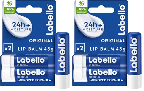 LABELLO Duo Original (2 x 5,5 ml), Baume à lèvres enrichi en huiles naturelles et à la texture...