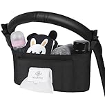 Vicloon Baby Pushchair Organiser,Pram Organiser with Cup Holder,Large Capacity Stroller Organiser Bag,Universal Mummy Baby Pram Bags,Baby Stroller Storage Bag,Compact Design Fits Any Pram Handlebar