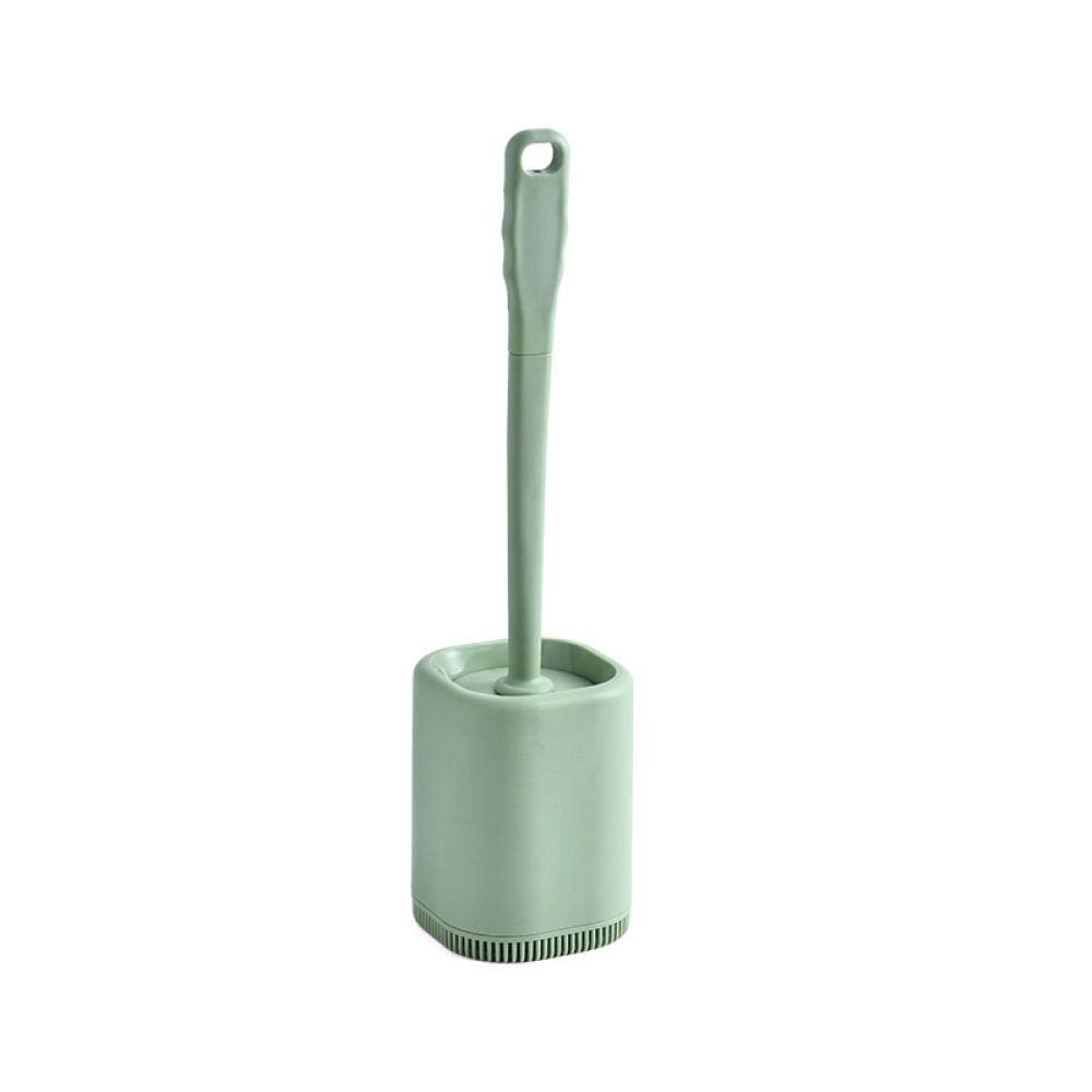 Portaescobillas de baño - Escobillero de Silicona Suave, sin Perforaciones, para Limpieza de Paredes, con Juego de conmemoración del día del Inodoro (Verde A)