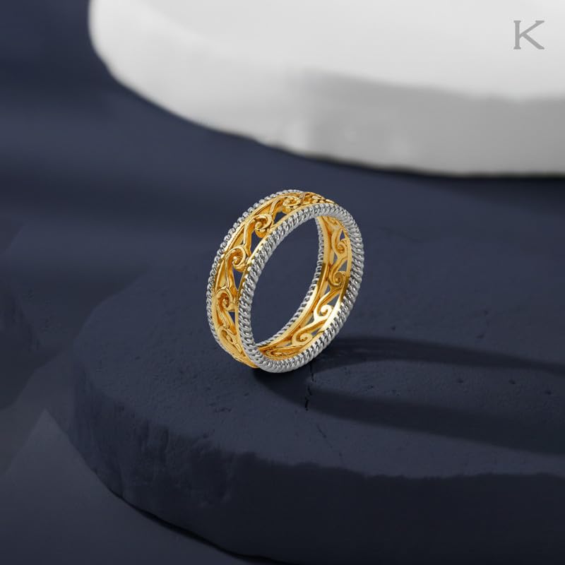 Image of KISNA 9KT / 14KT / 18KT Classic Rope Yellow Gold Ring For Women | S14