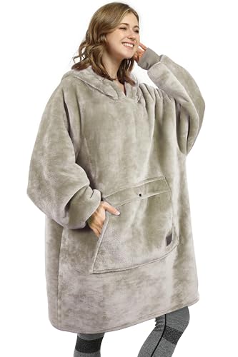 Catalonia Oversized Wearable Blanket Hoodie Sweatshirt, Comfortable Sherpa Lounging Pullover