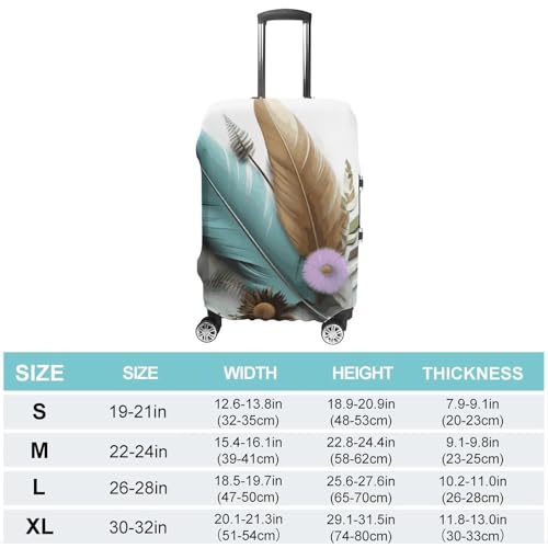 Feather Flower Printed Luggage Cover Protector, Fits 18-32 Inch Luggage2