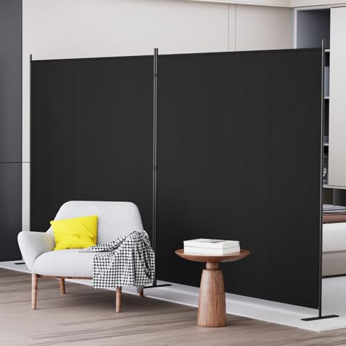 Image of C-Hopetree 2 Panels Room Divider, 6 Ft Tall Indoor Folding Privacy Screen, Portable Partition Separator, Freestanding Separation Temporary Wall for Office, Bedroom, 142 inch W X 71 inch H, Black