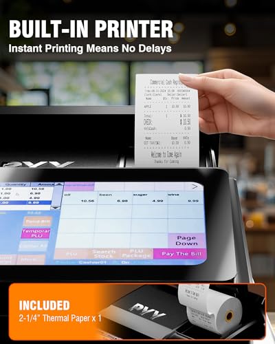 PYY Cash Register for Small Businesses - Commercial Caja Registradora with Touch Screen Monitor, 10\" Customer-Facing Display, Built-in Printer and Lock Cash Drawer for Retail Counter Checkout Station