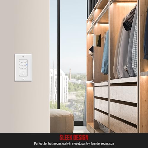 Image of Enerlites Bathroom Timer Countdown Switch, HET06A-R | in-Wall Electrical Timer for Fans, Electrical Outlets, Indoor and Outdoor Lights,with On /Off Switch | White (Pack of 40)