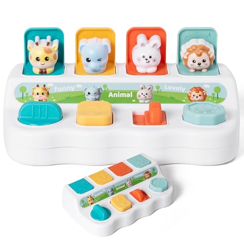 Image of Animals Pop Up Toy - Interactive Funny Activity Pop Up Toys Early Learning Montessori Developmental Cause and Effect Color Sorting for Toddlers 18 Months+ Boys Girls