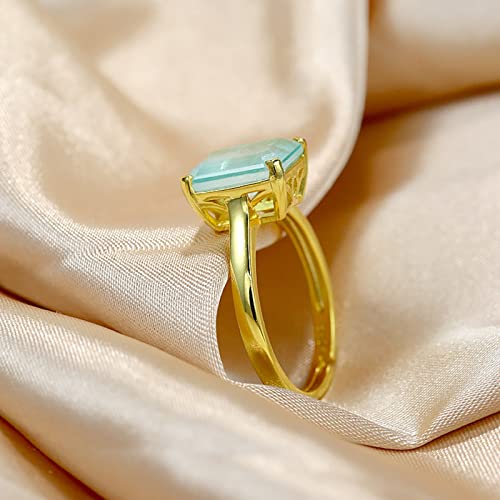 Bague Solitaire Réglable KnSam en Argent 925 avec Pierre Rectangle Vert Menthe