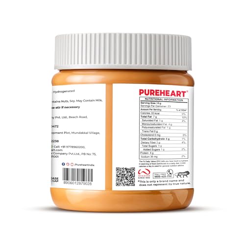 Image of Pureheart Nutbutter Creamy Peanut Butter 60 gm | Natural & Premium Roasted Peanuts | High Protein, Rich in Fiber | Zero Trans Fats | for Tasty Breakfast & Post Workout Protein Snack