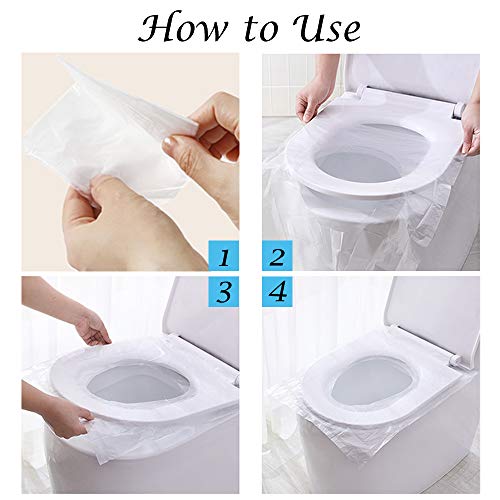 image for Kalkehay 50 Pack Disposable Plastic Toilet Seat Cover Non Slip Individ