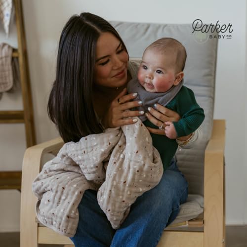 Image of Parker Baby Muslin Blanket | 100% Soft Cotton Toddler Quilt & Baby Muslin Swaddle | Gender Neutral Design 47 inch x 47 inch Blanket