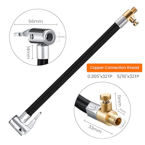 Image of STHIRA 9.8-Inch Rubber Flexible Tyre Inflator Extension Hose Pump Adapter with Deflation Valve, Quick-Connect Fitting for Cars, Motorcycles, Bicycles Universal Compatibility, Durable and Easy to Use