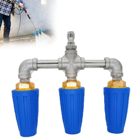 Dual/Triple Turbo Nozzle Pressure Washer, 3-in-1 Pressure Washer Nozzle, Rotating Nozzle Triple Nozzle Pressure Washer, 304 Stainless Steel for Driveway/Deck Clean (Triple)