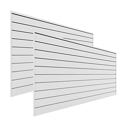 PROSLAT Garage Storage PVC Slatwall Panels - 2 Packs of 8 ft. x 4 ft. Sections (20 Single Slats which Make up 64 sq.ft) (White)