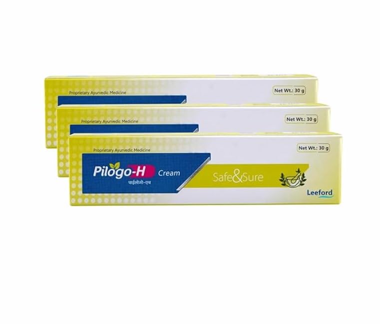 Pilogo-H Piles Care Cream for Hemorrhoid Relief 30g, Pack of 3 | Internal & External Piles Inflammation, Haldi, Ajwain, Kapur, Marigold, Nirgundi, Fast-Absorbing, Non-Greasy