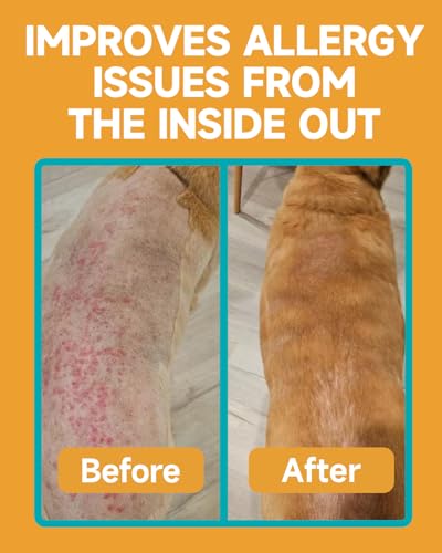 Allergy für Hunde - Gegen Juckreiz - Beruhigt juckende Haut, Pfoten, Ohren - Immunsystem Stärken - Für Hunde, die kratzen, jucken & lecken - Mit Huhn Geschmack, 120 STK