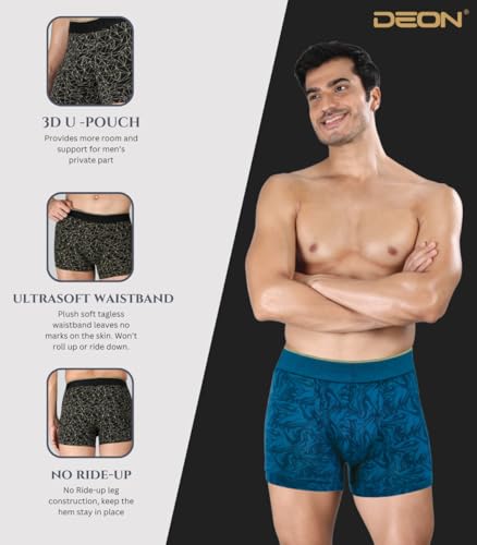 Image of DEON Pack of 2 Micromodal Luxury Print Trunk for Men | Non Itch No Chaffing Sweat Proof