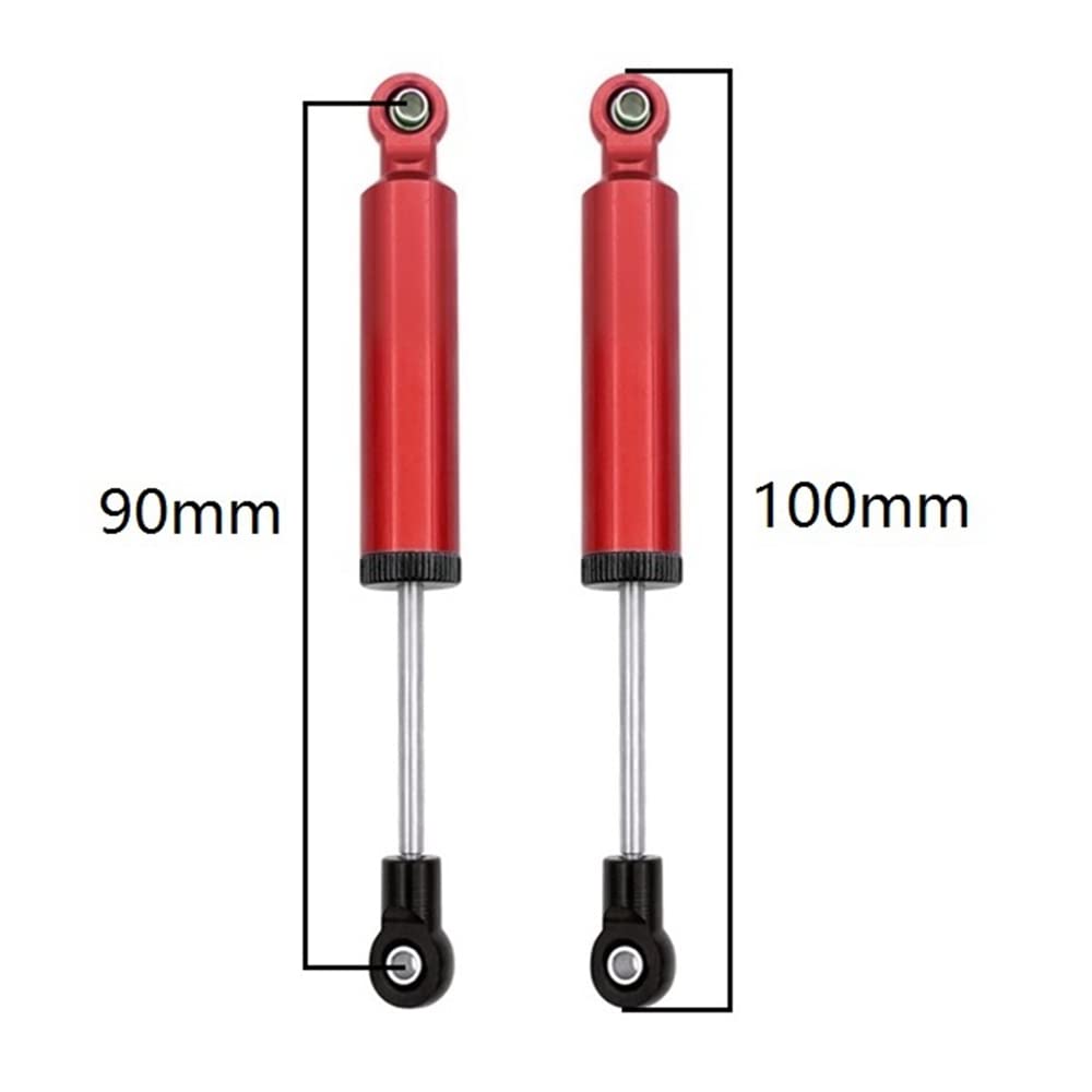 Set 4 Ammortizzatori 120 Mm Rossi Per Modellino Auto 1/10 RC - TRX4, Axial Wraith, SCX10, D90