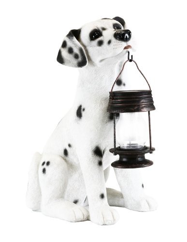 Ntertainment House Garden Dalmation Dog with Lantern Solar Light for Outdoor Yard Stake
