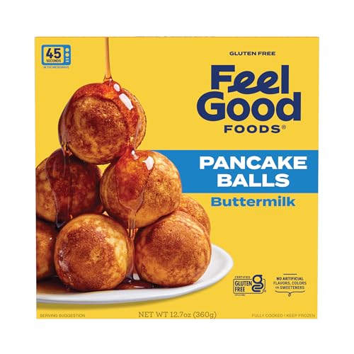 Feel Good Foods Gluten Free Buttermilk Pancake Balls | Frozen Breakfast Snacks | 12.7 oz