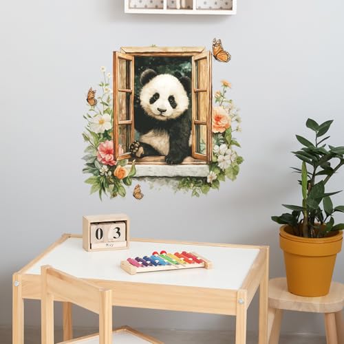Adhesivos de Pared Panda Floral 3D Vinilo Removible miniatura 5