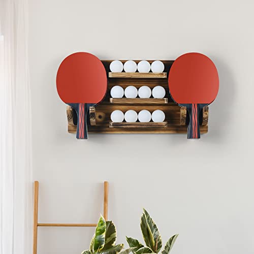 Ikkle Ping Pong Paddle Holder Wall Mounted Table Tennis Storage Rack For 6 Rackets And 12 Balls Storage In Game Room, Man Cave, Rec Room, Bar Room, Garage, Office Break Room, Den, Home #TOP1