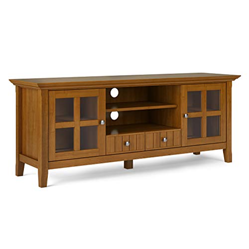 SIMPLIHOME Acadian SOLID WOOD 60 inch Wide Transitional TV Media Stand in Light Golden Brown For TVs up to 65 inches for the Living Room and Entertainment Center