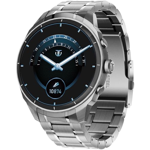 Image of Titan Heritage 1.43 inch AMOLED Stainless Steel Bracelet Smart Watch for Men, BT Calling, Voice Assistant, Quick Health Measurement, Functional Crown, 3D UI, 60Hz Display, Fast Charging (Silver)