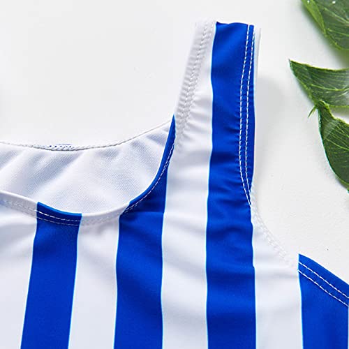 2 to 9 Years Old Girls Blue Vertical Stripe Letter Girls 1 Piece Swimsuit Toddler Girl Bathing Suits2