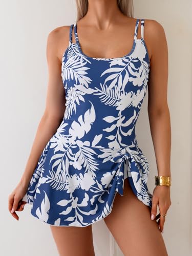 Image of Eomenie One Piece Swimdress Swimsuits for Women Tummy Control Swim Dresses Skirt Bathing Suit