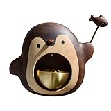 Raineed かわいいペンギン木製玄関風鈴 ドアベル ドア鈴 玄関チャイム 卓上 透き通 綺麗な音 アニメ要素 素敵なデザイン おしゃれ ドイツの榉木 黒胡桃 真鍮 マグネット式 両面テープ付 取付簡単 ドアチャイム 冷蔵庫ドア インテリア ホーム 店舗用 男女兼用 小さなギフト 縁日 花火大会 祭り景品 イベントに最適 バレンタイン 装飾品 部屋飾り