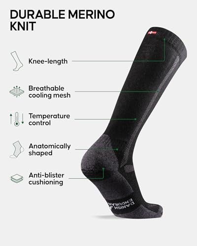 DANISH ENDURANCE Knee High Hiking Socks, Merino Wool, Knee High Thermal Socks for Women & Men, 1 or 3-Pack2