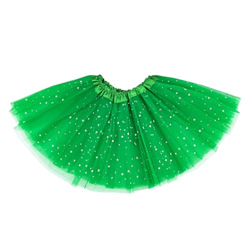 Fepdiu Girls Tutu Skirt 3 Layers Stars Sequins Tulle Toddler Ballet Skirts Girls Tulle Tutu Dance Fit Most 3-10 yrs for Dance Party Costume (Green)