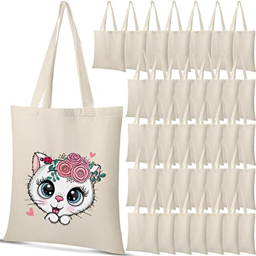 Reginary-36-Pack-13-x-15-Inch-Cotton-Canvas-Tote-Bags-Bulk-with-Handles-Recycled-Blank-Canvas-Shopping-Bag-for-Crafts-Lightweight-Reusable-Grocery-Cloth-Bag-for-DIY-Advertising-Activity-Gift-Women