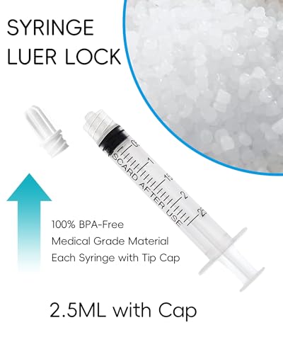 Image of 2.5ml Luer Lock Syringe without Needle - 2.5cc Plastic Syringes, Sterile, Individually Sealed, Pack of 20