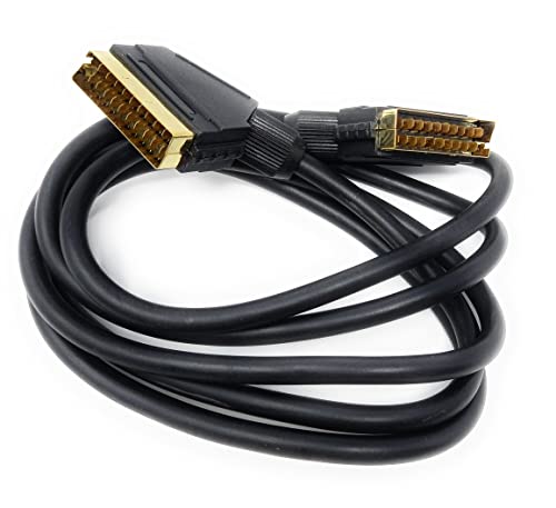 DRUT 2m Scart to Scart Cable Lead, 21 Pin Male to Male (Plug to Plug) RGB Cord for TV VCR, DVD Player Gold Plated 6.5ft