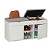 Relaxdays Panca Porta Scarpe da Ingresso, Scarpiera Seduta Imbottita, Portascarpe, HLP: 49,5x100x34 cm, Bianco Grigio immagine