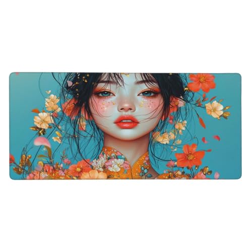 Japón Alfombrilla Ratón XXL 900X300MM, Large Alfombrilla Ratón Chica Alfombrilla Escritorio Accesorios Base De Goma Antideslizante, Impermeable Mouse Pad XXL 90X30CM, Home Escritorio Decor -655