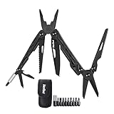 NexTool Multitool, 11 IN 1 Multitool Werkzeug, Faltbares Edelstahl, Multifunktionswerkzeug mit Messer, Schere, Flaschenöffner und Holzsäge, 9 Schraubendreher Bits, Nylontasche fur Geschenke für Männer