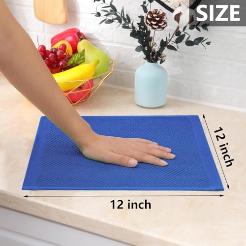 Image of Homaxy 100% Cotton Waffle Weave Kitchen Dish Cloths, Ultra Soft Absorbent Quick Drying Dish Towels, 12 x 12 Inches, 18-Pack, Blueberry