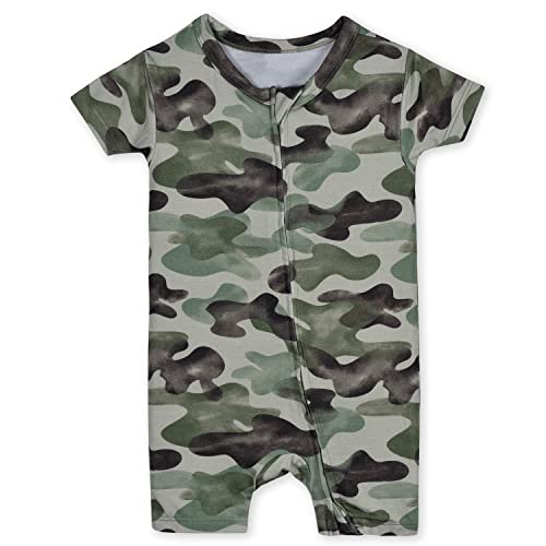 Image of Gerber Unisex Baby Buttery Soft Short Sleeve Romper with Viscose Made from Eucalyptus