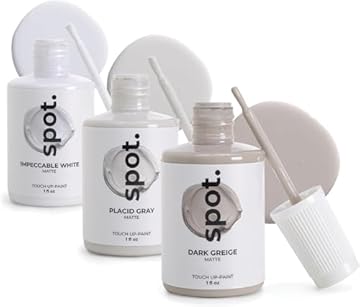 spot. Touch-Up Paint - Matt Finish, Quick Drying, Perfect for Cabinets, Walls, Windows, Doors, and Furniture Repair, 3 Colour Kit Matches 90% of Surfaces, Gray 3 Pack
