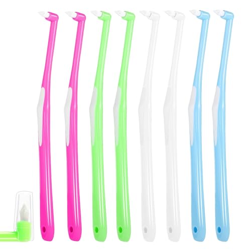 8 Pcs Interspace Toothbrush, Interspace Compact Soft Toothbrush Medium Gum Single Tufted Brush, Interspace Teeth Brush for Orthodontic Braces & Detail Cleaning