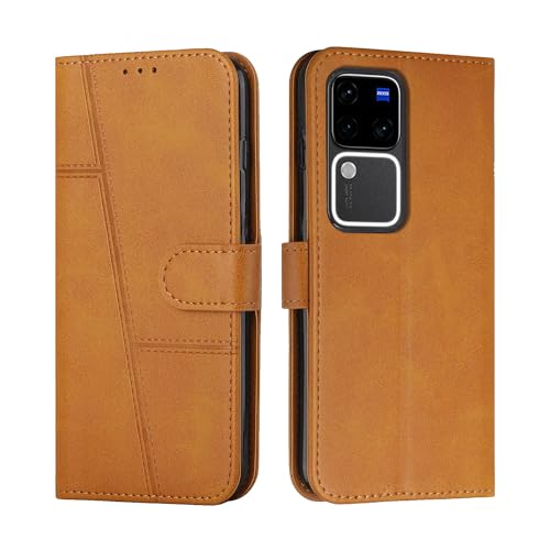 Image of for Vivo V30 Pro 5G / Vivo V30 5G Flip Cover Leather Finish | Inside TPU with Card Pockets | Wallet Stand | Complete Protection Flip Case