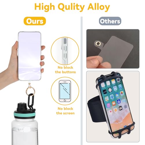 Gjinxi 12 Pack Universal Phone Tether Tab, Phone Lanyard Tab with 6 Metal Spring Rings, Universal Cell Phone Lanyard Patch, Phone Strap Replacement Part for All Full Phone Cases(Clear)