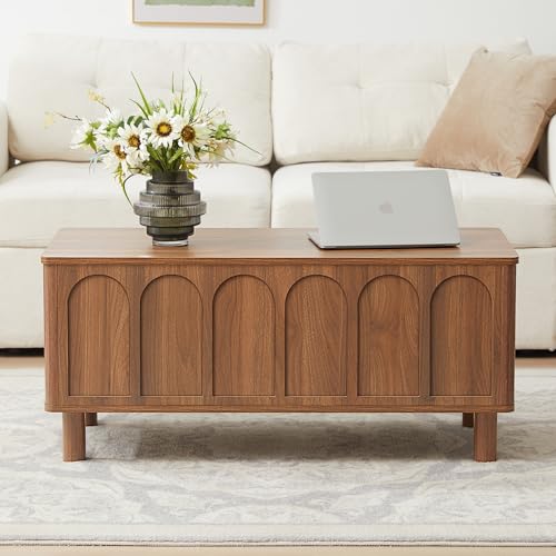 Lift Top Coffee Table with Arched Finish, Modern Coffee Table wit...