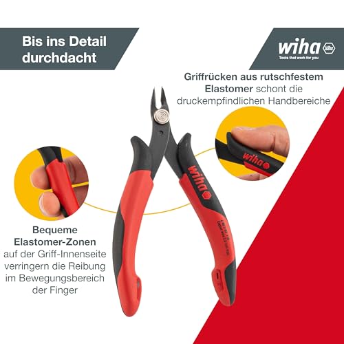 Wiha Präzisions Seitenschneider Elektronik klein (27388) sehr schmaler spitzer Kopf ohne Wate 130mm Drahtschneider Elektroinstallation in… – Ansicht 4