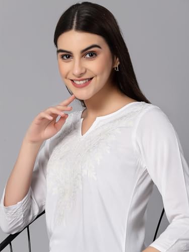 Image of QAZMI Women's Cotton Embroidered Regular Kurta