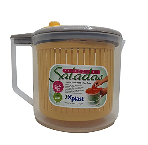 Secador De Saladas E Verduras Manual Com Dosador - 2500 Ml (Amarelo)